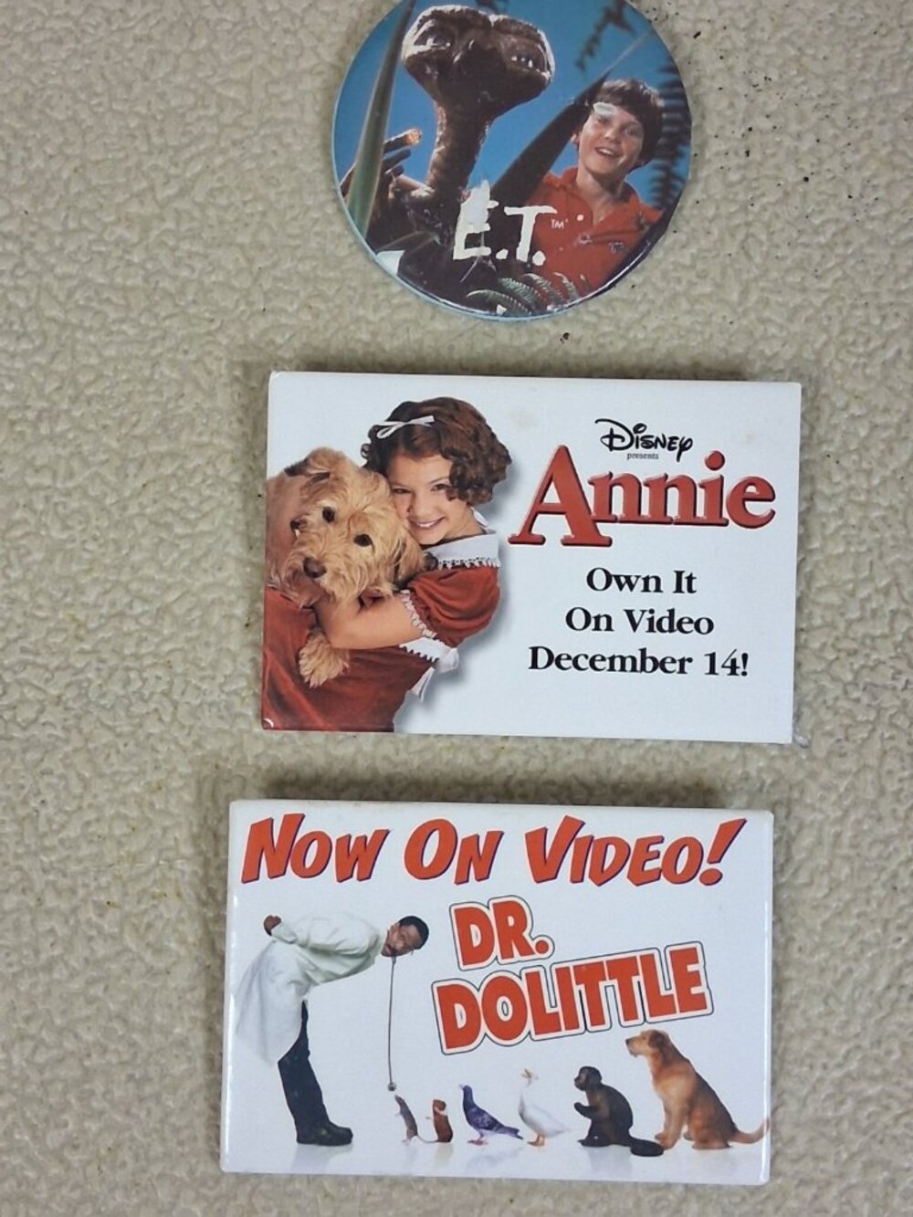 Movie Video Store Promotional Pin Back Button LOT 3 E.t. Anne Do Little